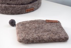 Portfel wełniany handmade Popielaty - Feltiness