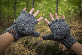 Rękawiczki wełniane z klapką bez palców - Feltiness