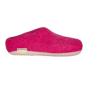 Alternative view of Paputy Różowe z podeszwą kauczukową - papcie wełniane