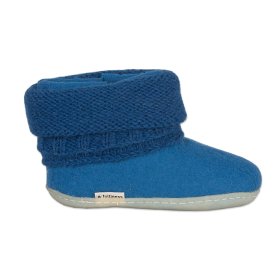 <p>Tradycyjne obuwie domowe z Nepalu. Wykonane ręcznie z jednego z najstarszych wyrobów włókienniczych - filcu. Używany do ich produkcji filc powstaje w 100% z czystej, owczej wełny.</p> Bambosze Lazurowe z kołnierzem - papcie z wełny - Feltiness