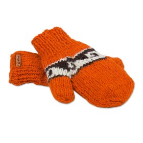Rękawiczki wełniane z jednym palcem pomarańcz - Feltiness
