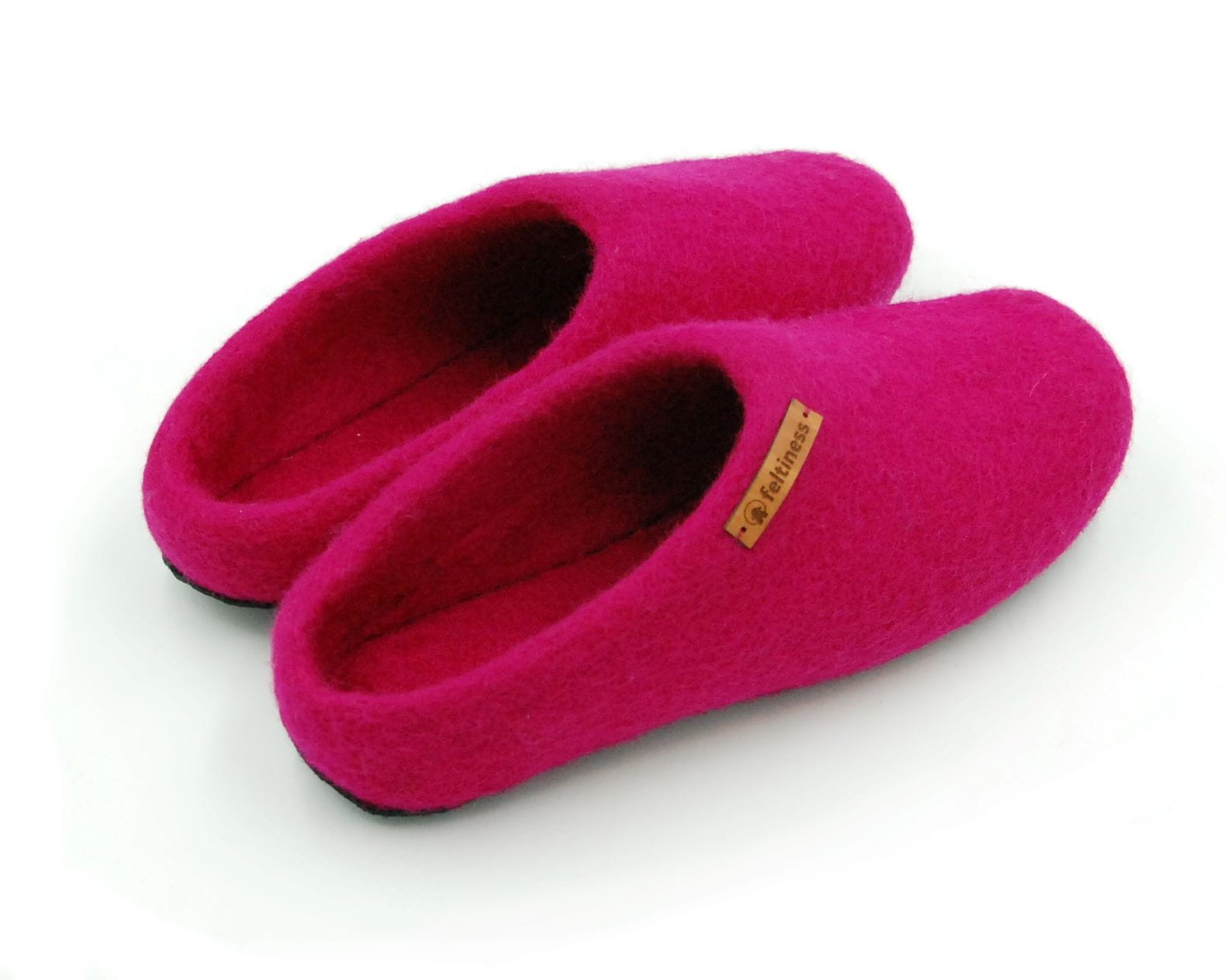 Paputy Różowe z podeszwą - papcie wełniane - obrazek 3