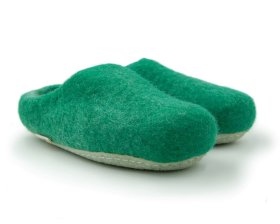 Alternative view of Paputy Zielone z podeszwą kauczukową - kapcie wełniane