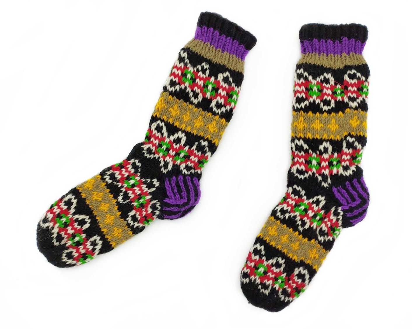 Długie wełniane skarpety kolorowe