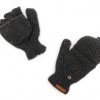 Rękawiczki wełniane z klapką Czarne - Feltiness