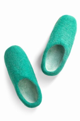 Paputy filcowe chodaki zielone z podeszwą - Feltiness