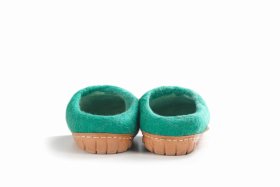 Paputy filcowe chodaki zielone z podeszwą - Feltiness
