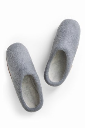 Paputy filcowe chodaki popielate z podeszwą - Feltiness