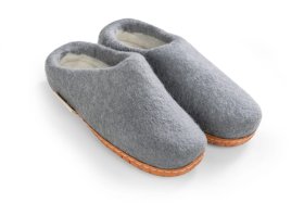 Paputy filcowe chodaki popielate z podeszwą - Feltiness