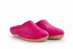 Paputy filcowe chodaki różowe z podeszwą - Feltiness