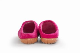 Paputy filcowe chodaki różowe z podeszwą - Feltiness
