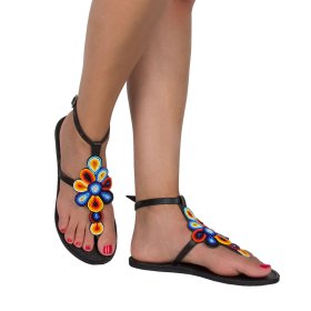 Alternative view of Sandały damskie skórzane Multi Flowers