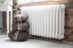 Pufa Kamień Brązowy duży z wełny L - Feltiness