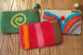 Portfel, piórnik z filcu Czerwony - Feltiness