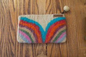 Portfel, piórnik z wełny owczej Beżowy - Feltiness