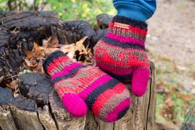 Rękawiczki z wełny bordowe - Feltiness