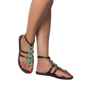 Alternative view of Sandały etniczne ze skóry Green Beads